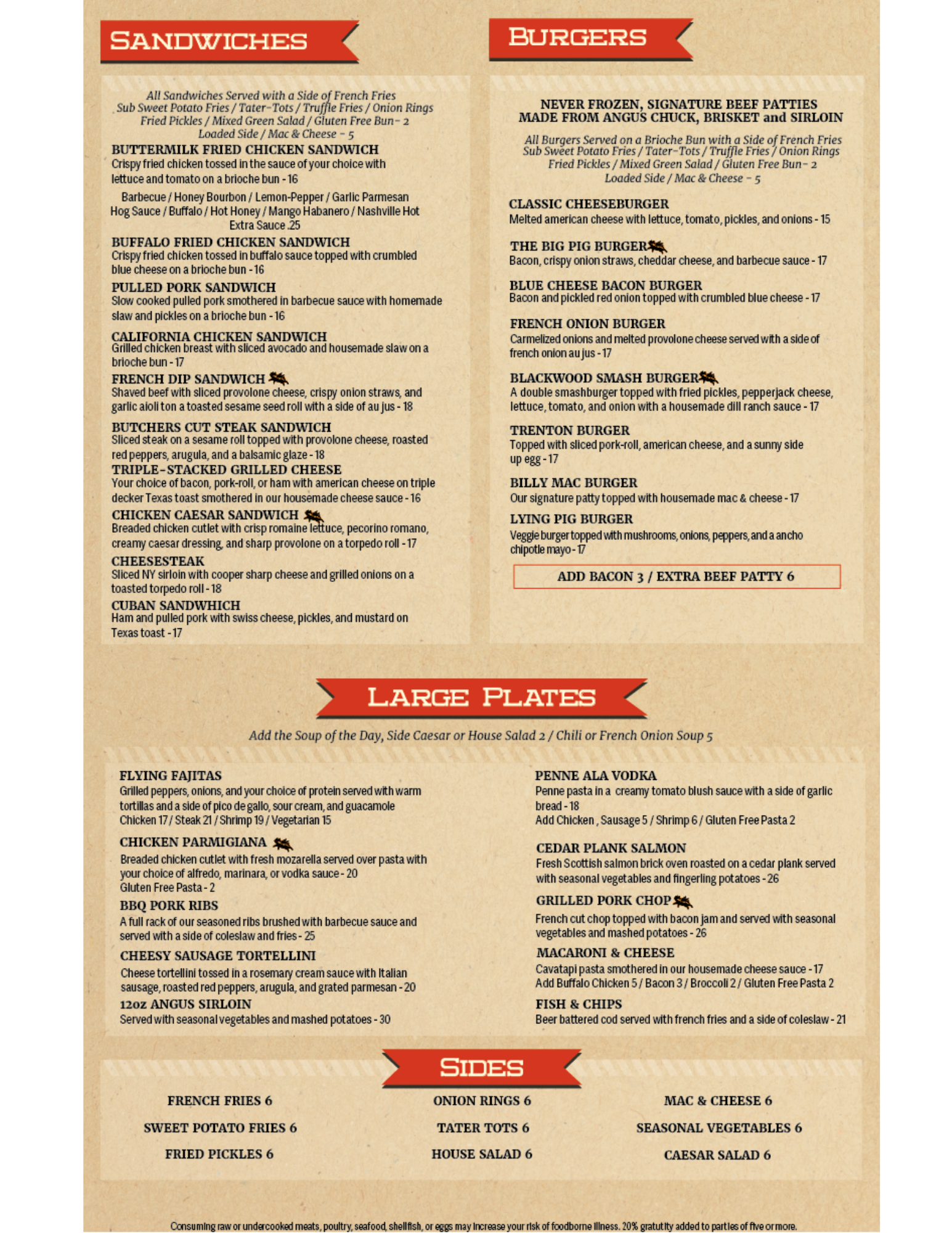 Flying Pig Menu Page 2