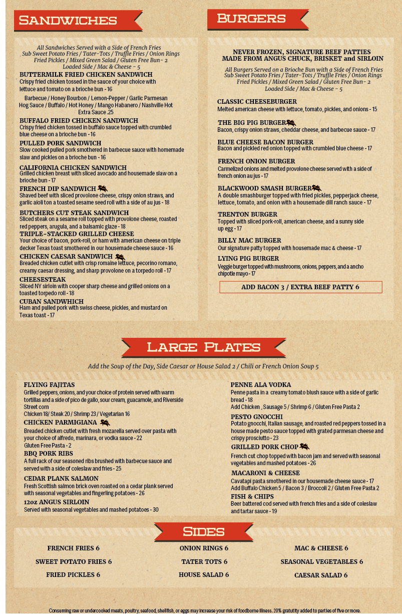 Flying Pig Menu Page 2